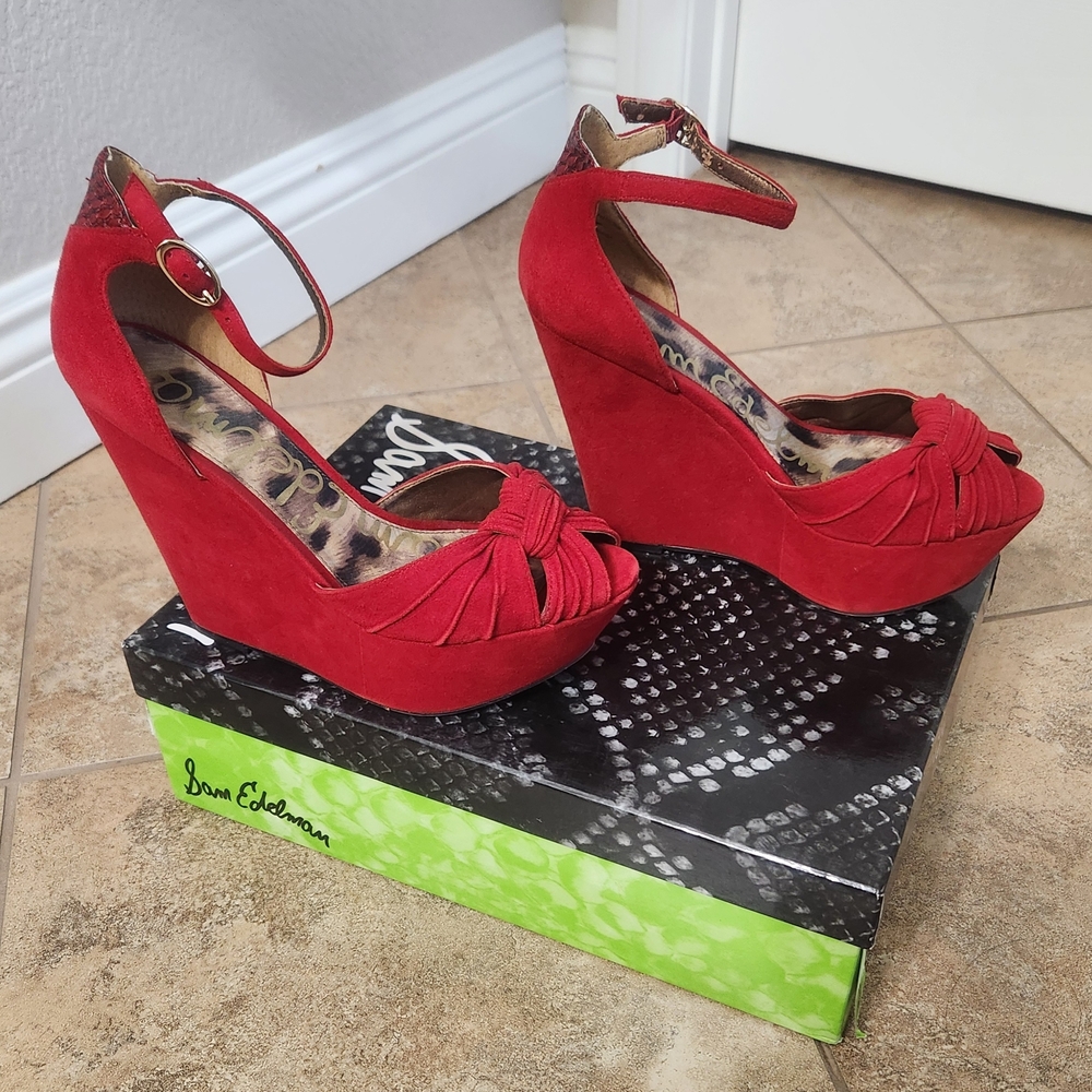 Sam Edelman Red Wedge Sandals